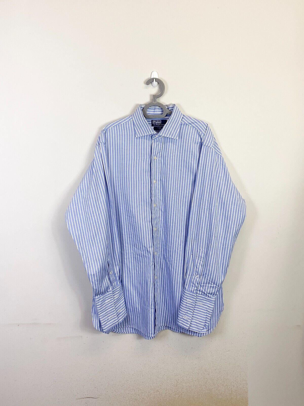 Ralph Lauren Shirt Mens Large Blue Striped Classic Fit Small Blue Polo Pony Logo