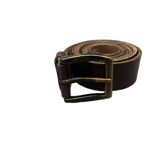 TCM Waist Belt Mens Dark Brown Leather Adjustable Brass Pin Buckle 47.5 inches