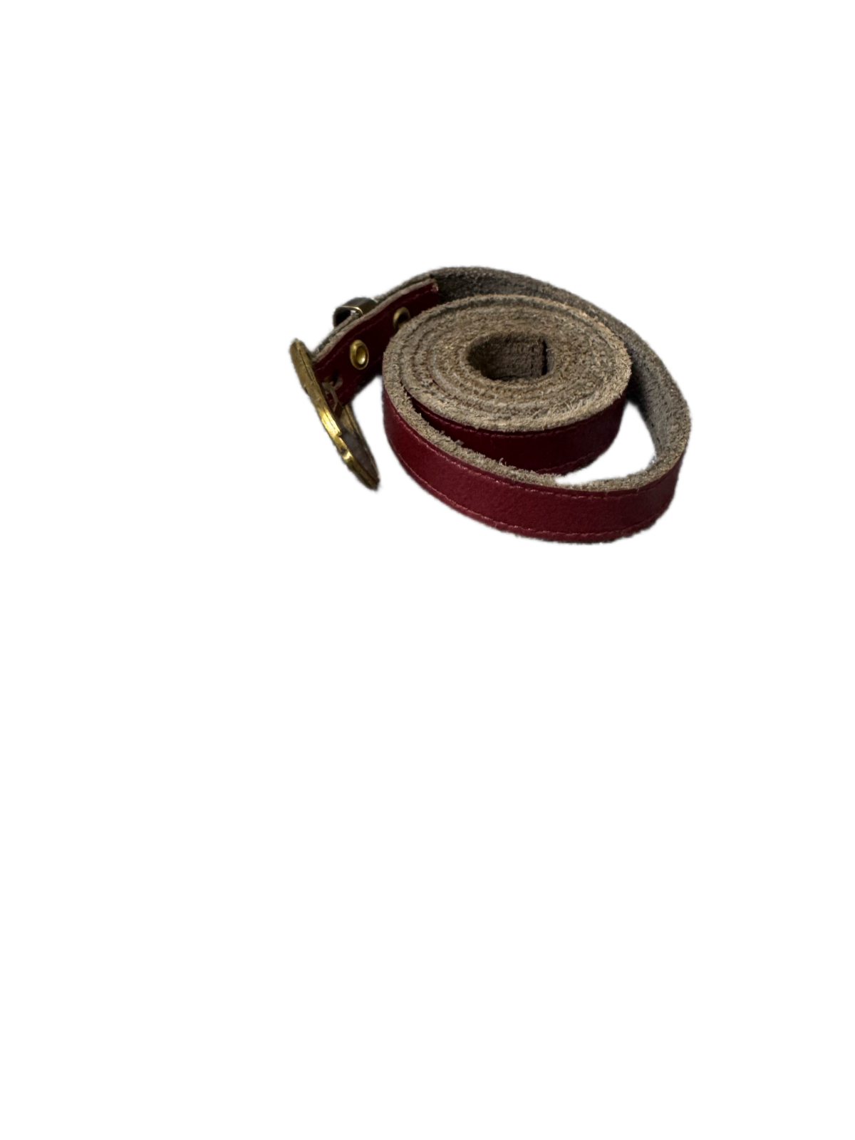 Waist Belt Mens Brown Leather Adjustable M Logo Brass Pin Buckle 35.5 Inches