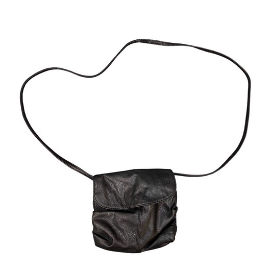 Womens Crossbody Bag Black Pebbled Leather Inner Pocket Magnetic Flap Closure