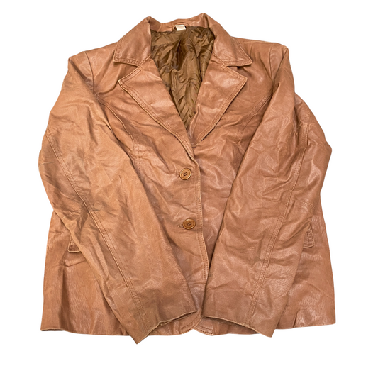 Womens Genuine Leather Blazer Jacket Womens M Brown Notch Lapel Single Breasted