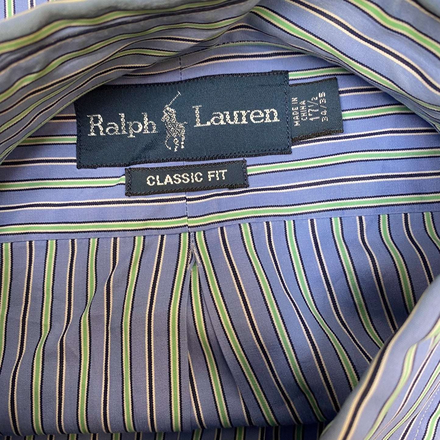 Ralph Lauren Formal Shirt Mens XL Blue Striped Classic Fit Long Sleeve Button Up
