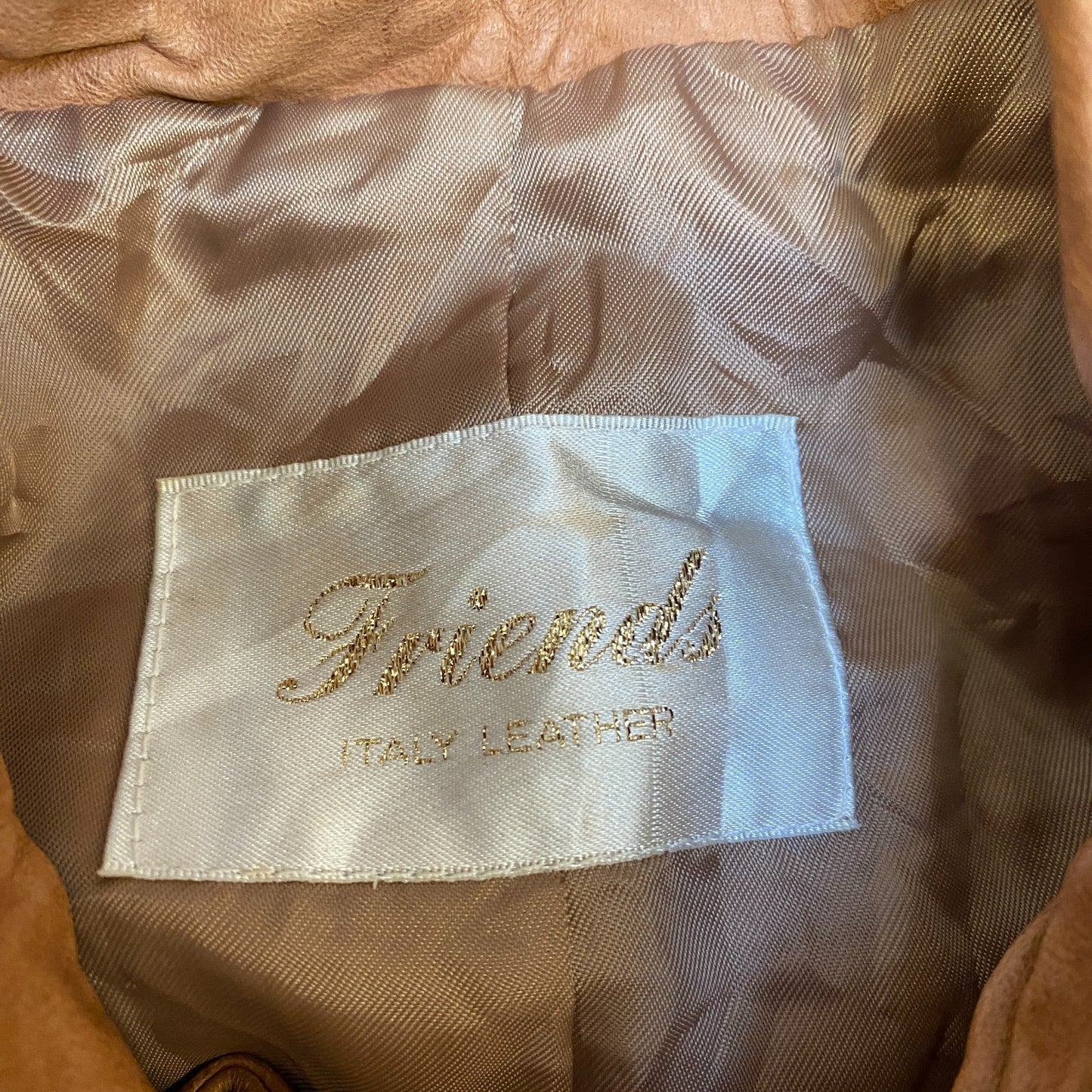 Friends Leather Motorcycle Jacket Womens Small Brown Collared Asymmetrical Zip