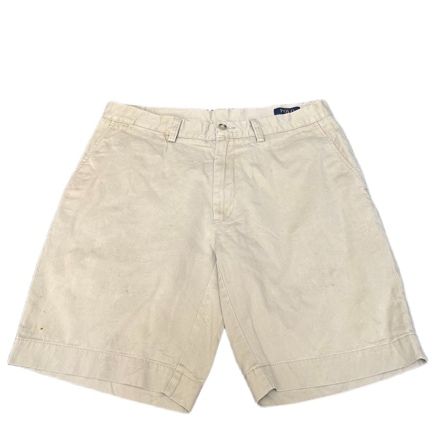Polo Ralph Lauren Shorts Fits as Mens L 33" Waist Beige Slash Pocket Flat Front