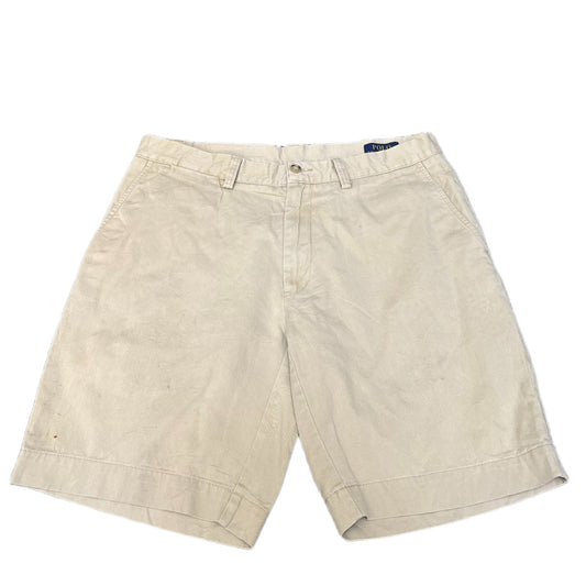 Polo Ralph Lauren Shorts Fits as Mens L 33" Waist Beige Slash Pocket Flat Front
