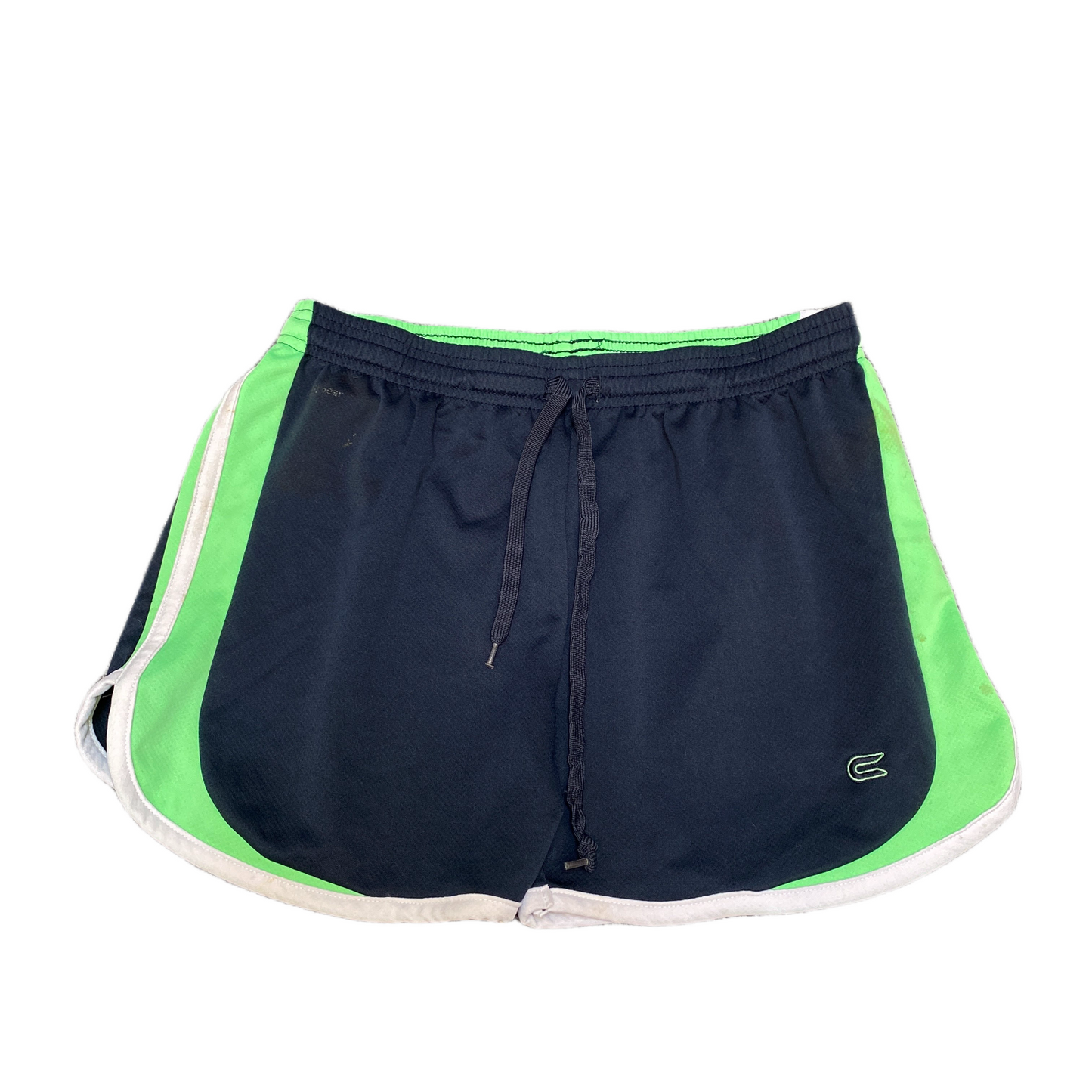 Running Sprinter Shorts Womens M 27" Waist Navy Green Athletic Gym Dolphin Hem