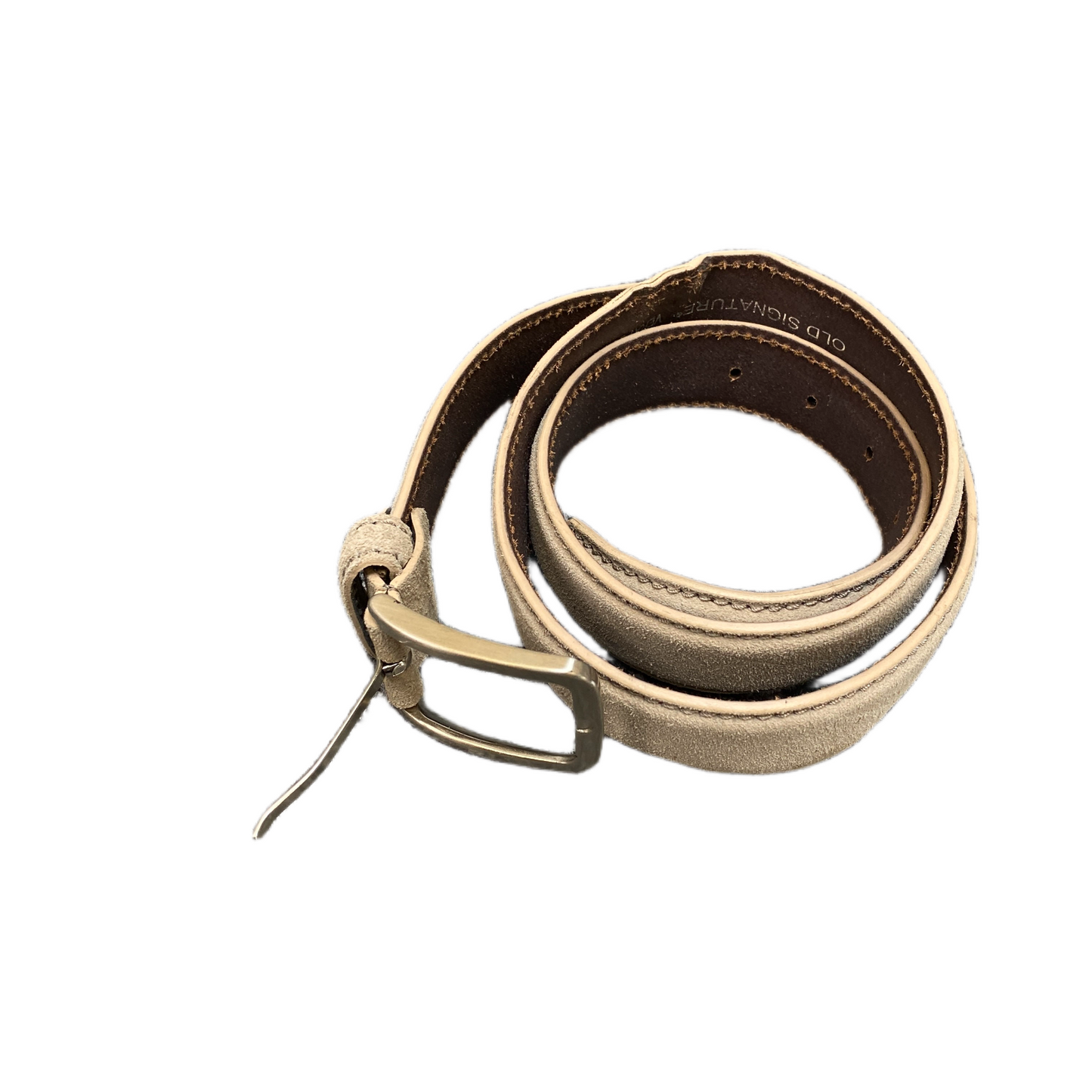 Vera Pelle Waist Belt Mens Beige Suede Leather Silver Pin Buckle 42 inches