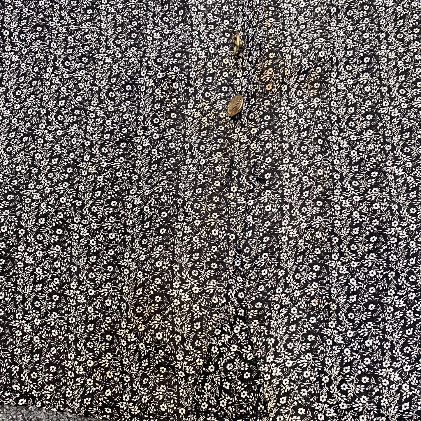 Husan Hee Blouse Top Women M Black White Flower Print Sleeveless Lightweight