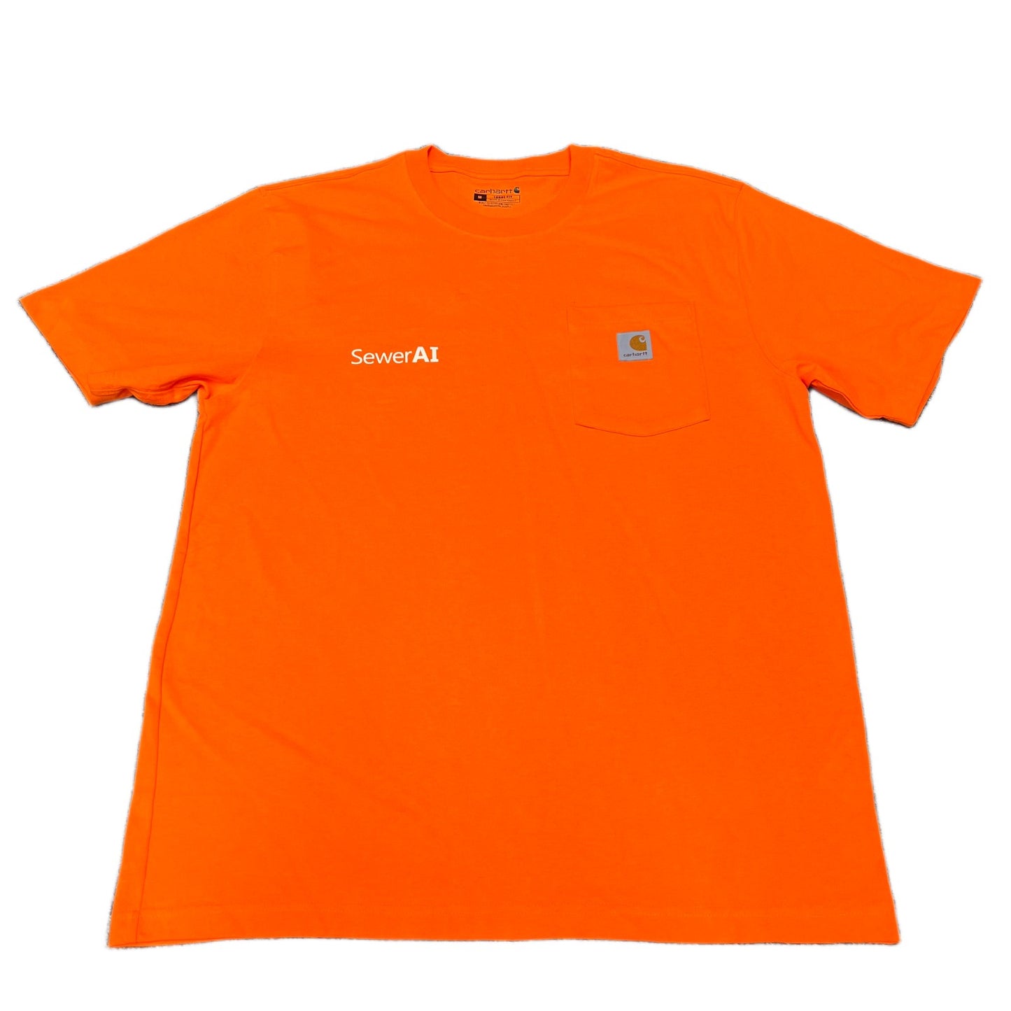 Carhartt SewerAI Pocket T-Shirt Mens Medium Orange Graphic Logo Loose Fit Tee