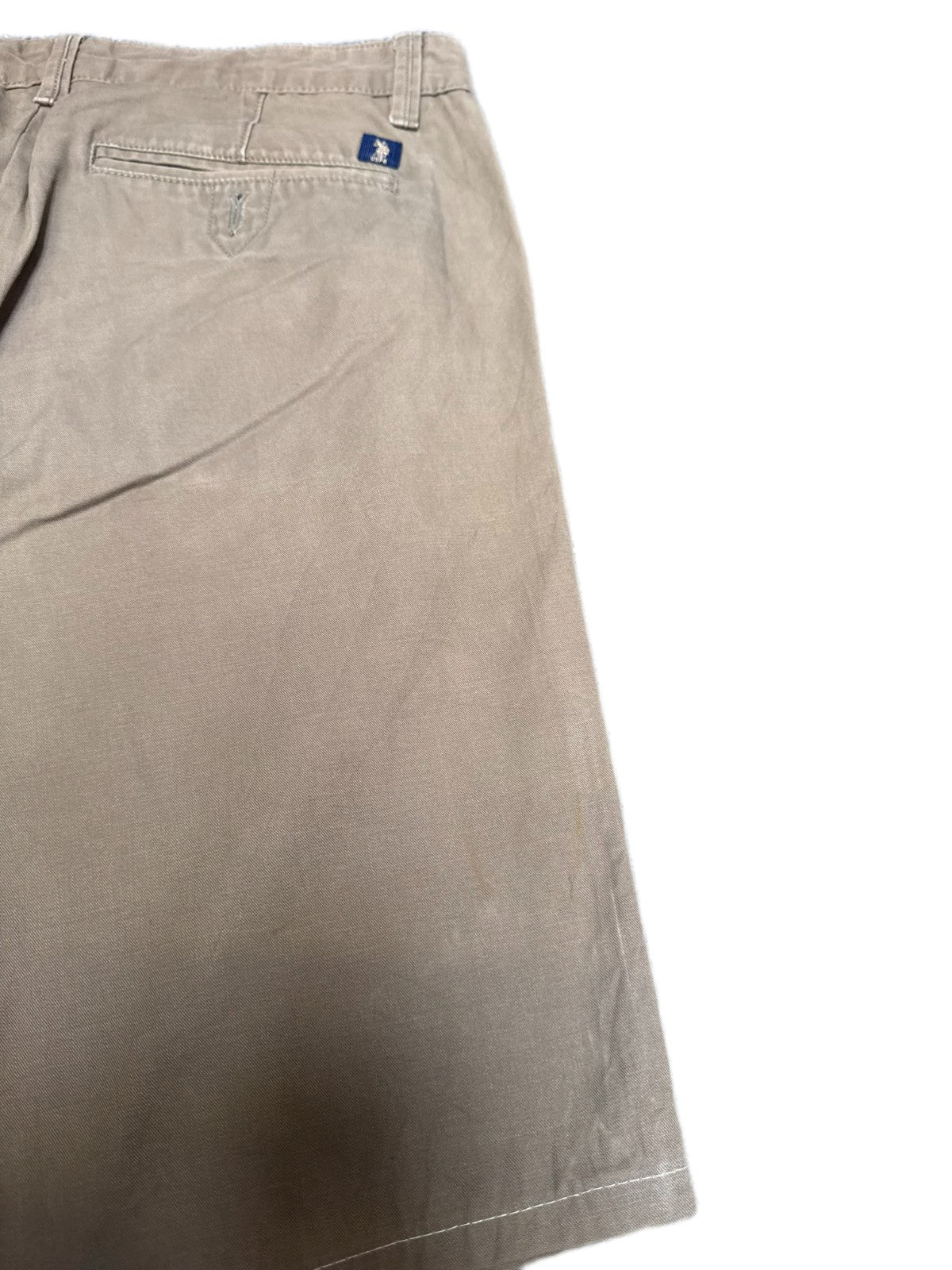 US Polo Assn Chino Shorts Fits as Men Medium 32" Waist Khaki Slim Fit Flat Front