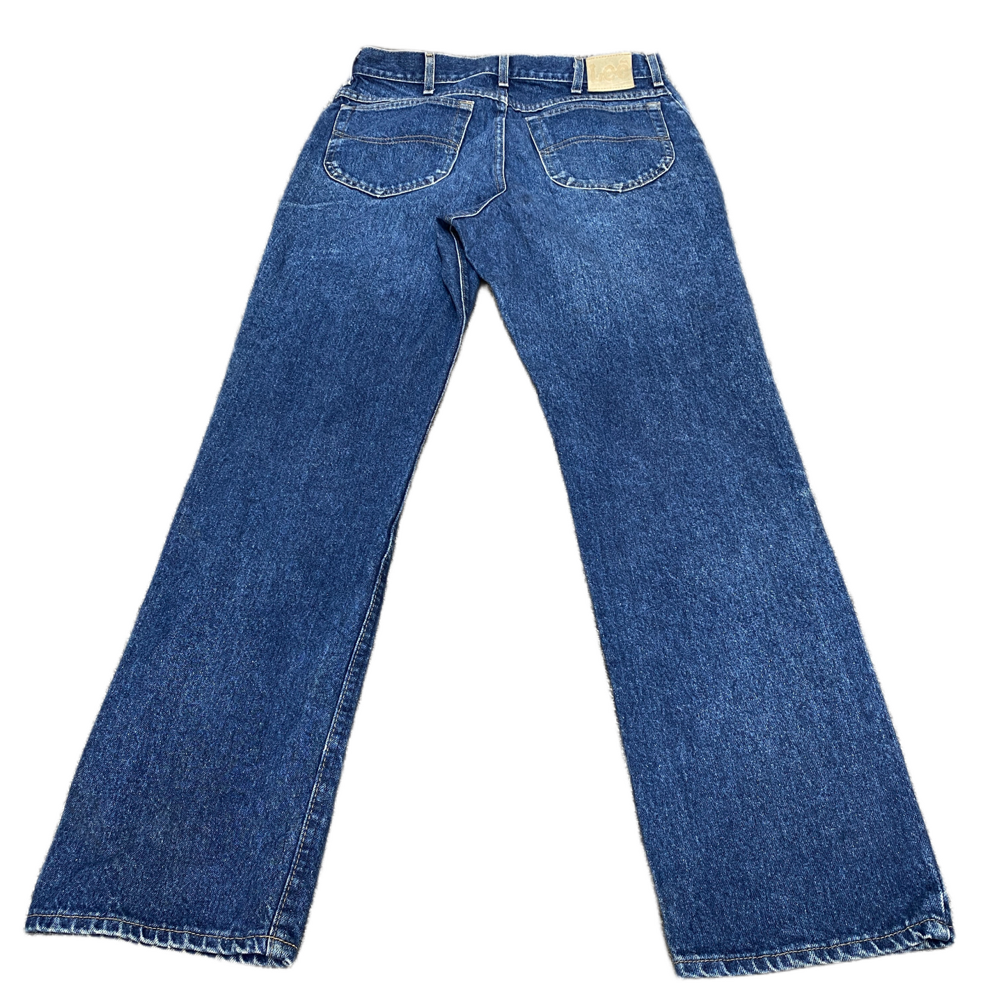 Lee Jeans Fits as Mens 33" Waist Blue Denim Double Stitch Whiskered Straight Leg