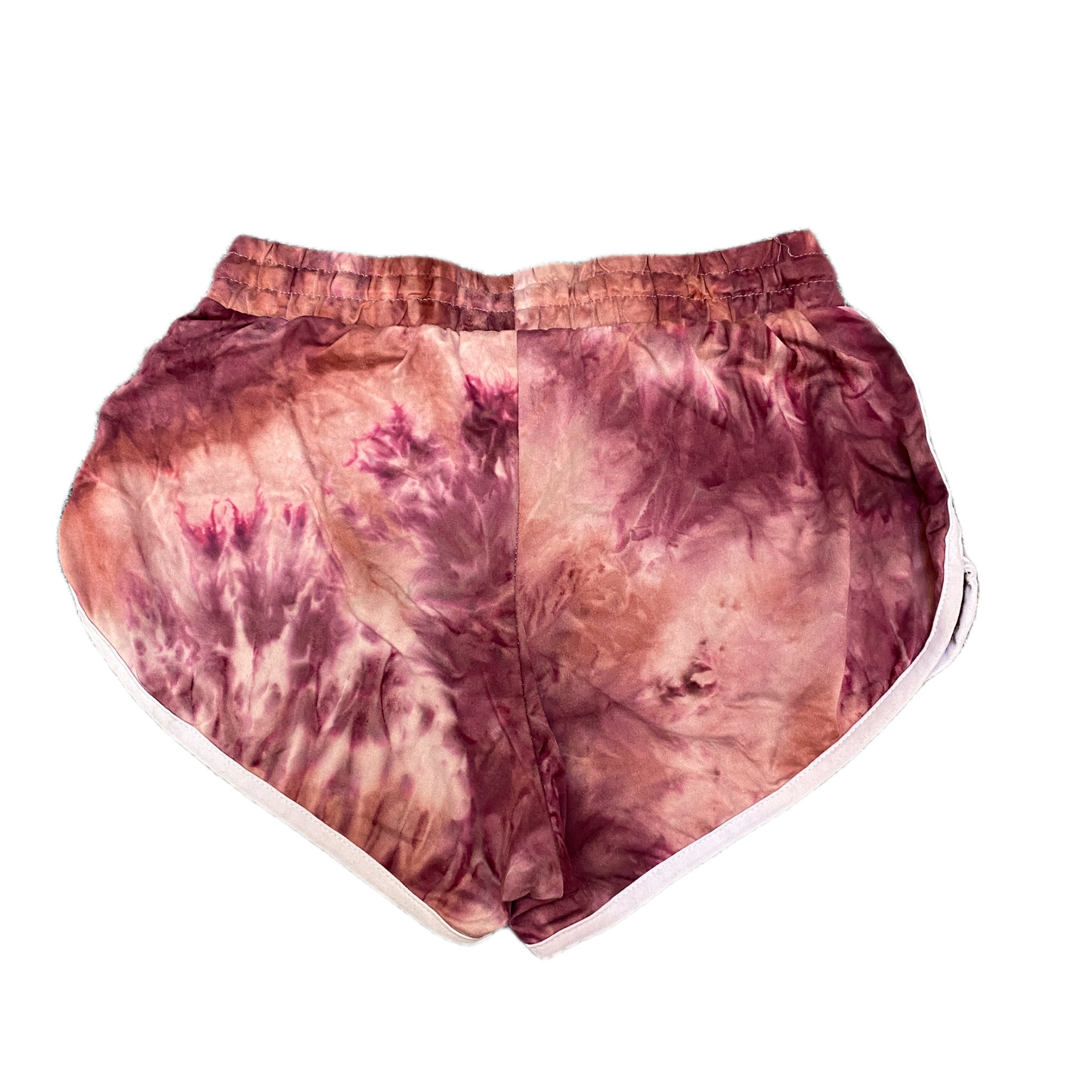 Running Sprinter Shorts Women L 26" Waist Brown Tie Dye Athletic Gym Dolphin Hem