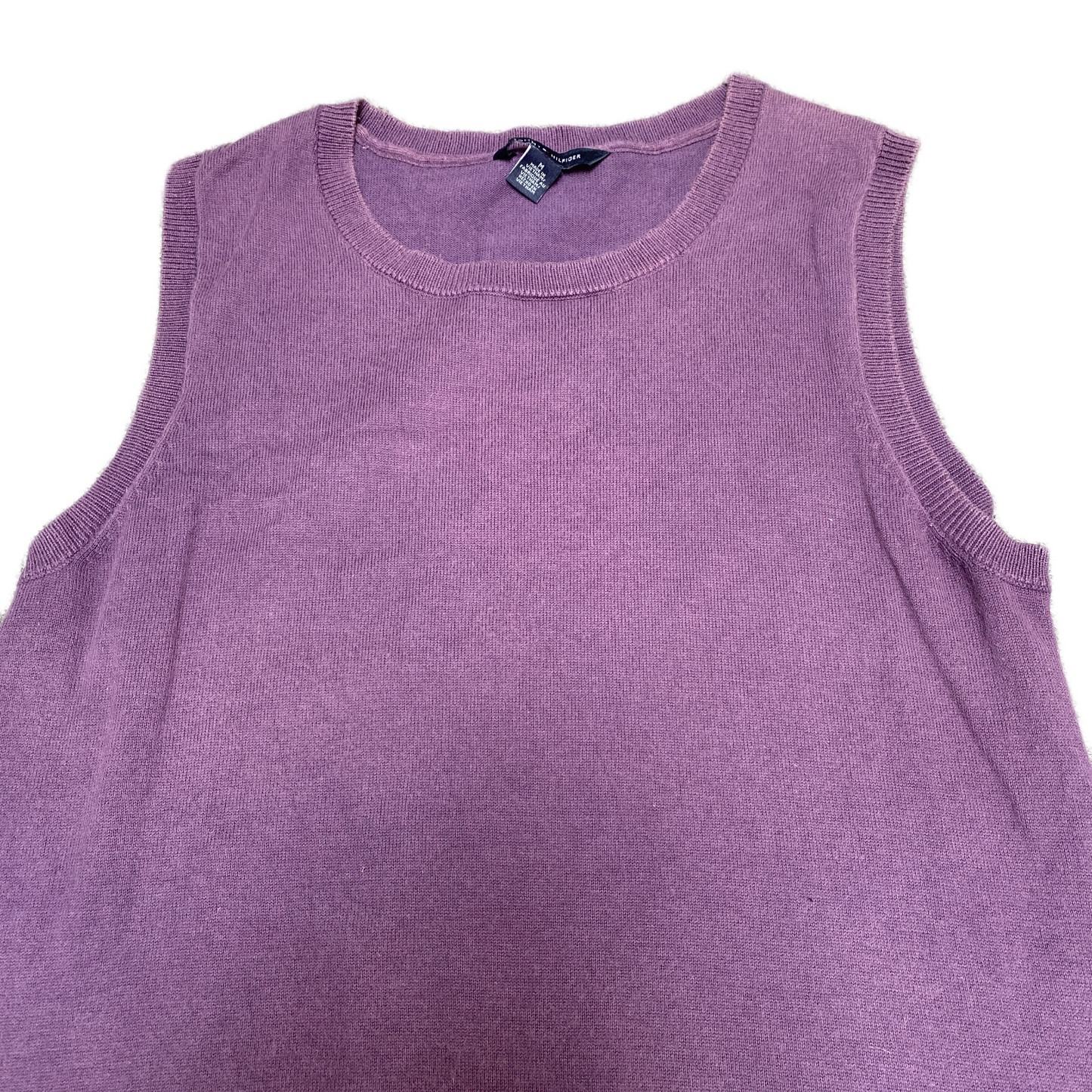 Tommy Hilfiger Jumper Girls Small Purple Knitted Sleeveless Crew Neck Pullover