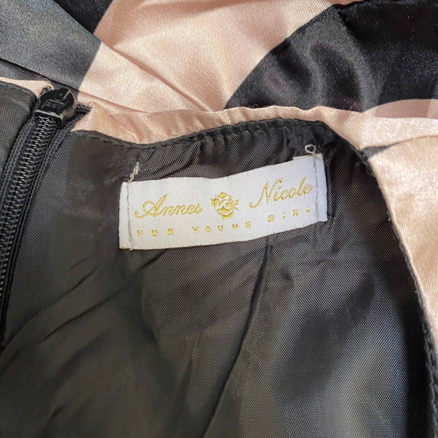 Annes Nicole Short Dress Womens S Cream Black Stripe Pleated Sleeveless Back Zip