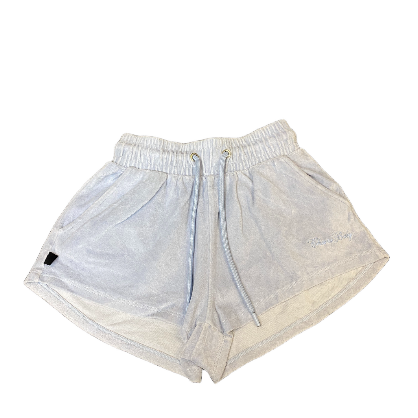Running Sprinter Shorts Womens S 23" Waist Blue Velvet Gym Workout Dolphin Hem