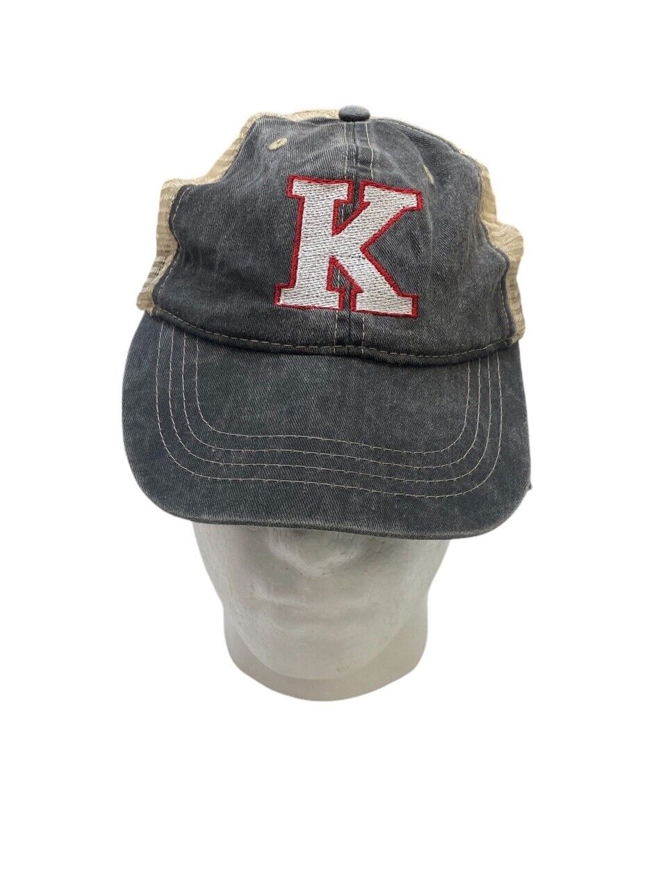 Letter K Baseball Cap Grey Adjustable Hat Embroidered Logo