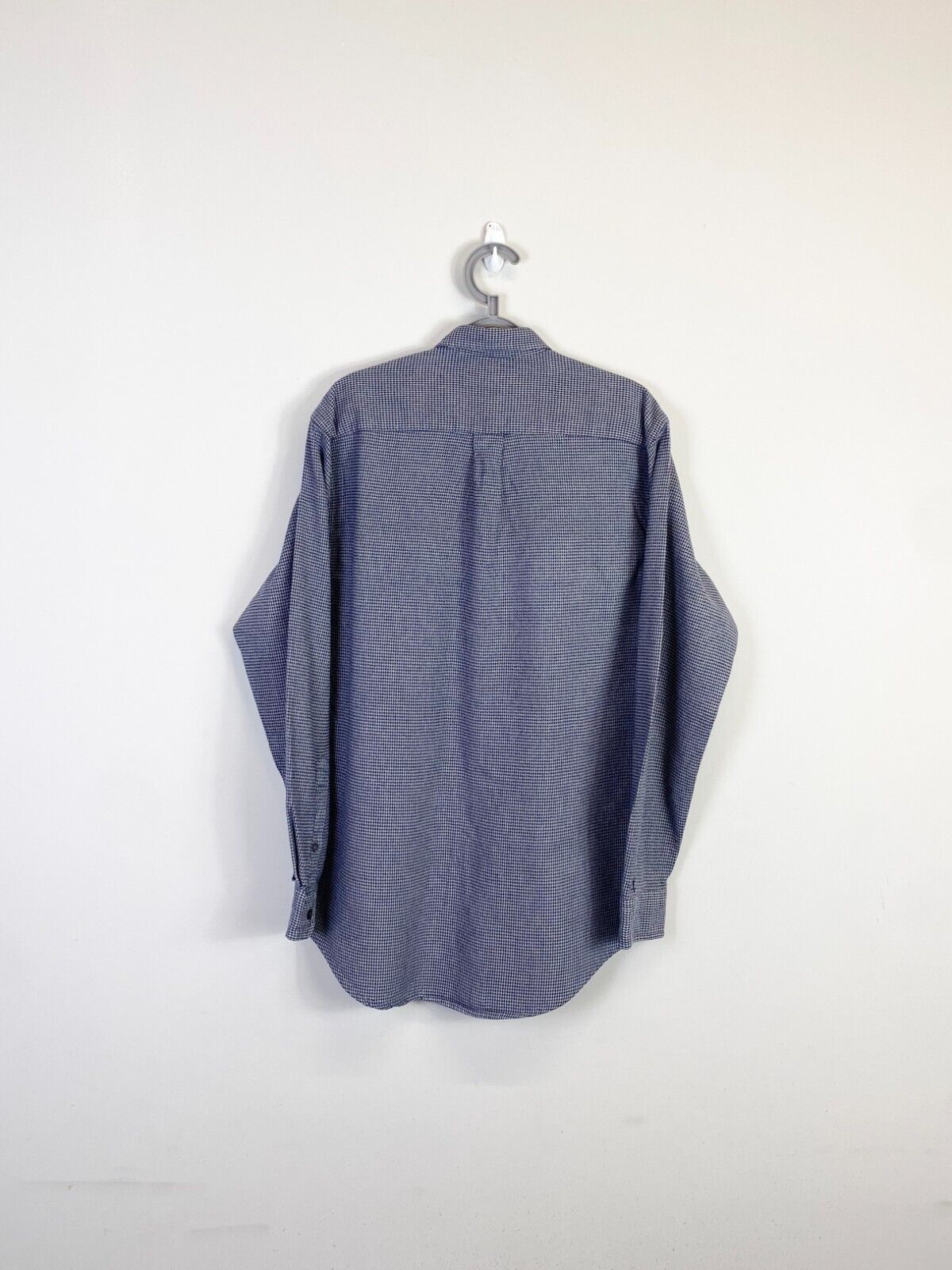 Nautica Shirt Mens Small Grey Houndstooth Long Sleeve Pocket Collar Button Down