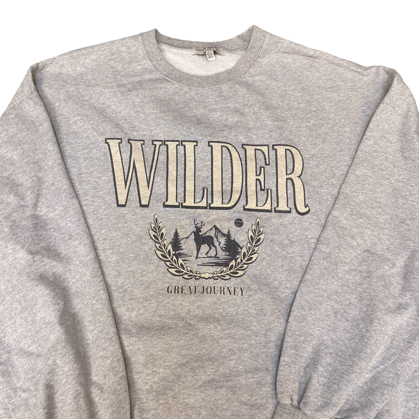 Pacific Republic Sweatshirt Womens Medium Grey Wilder Great Journey Graphic