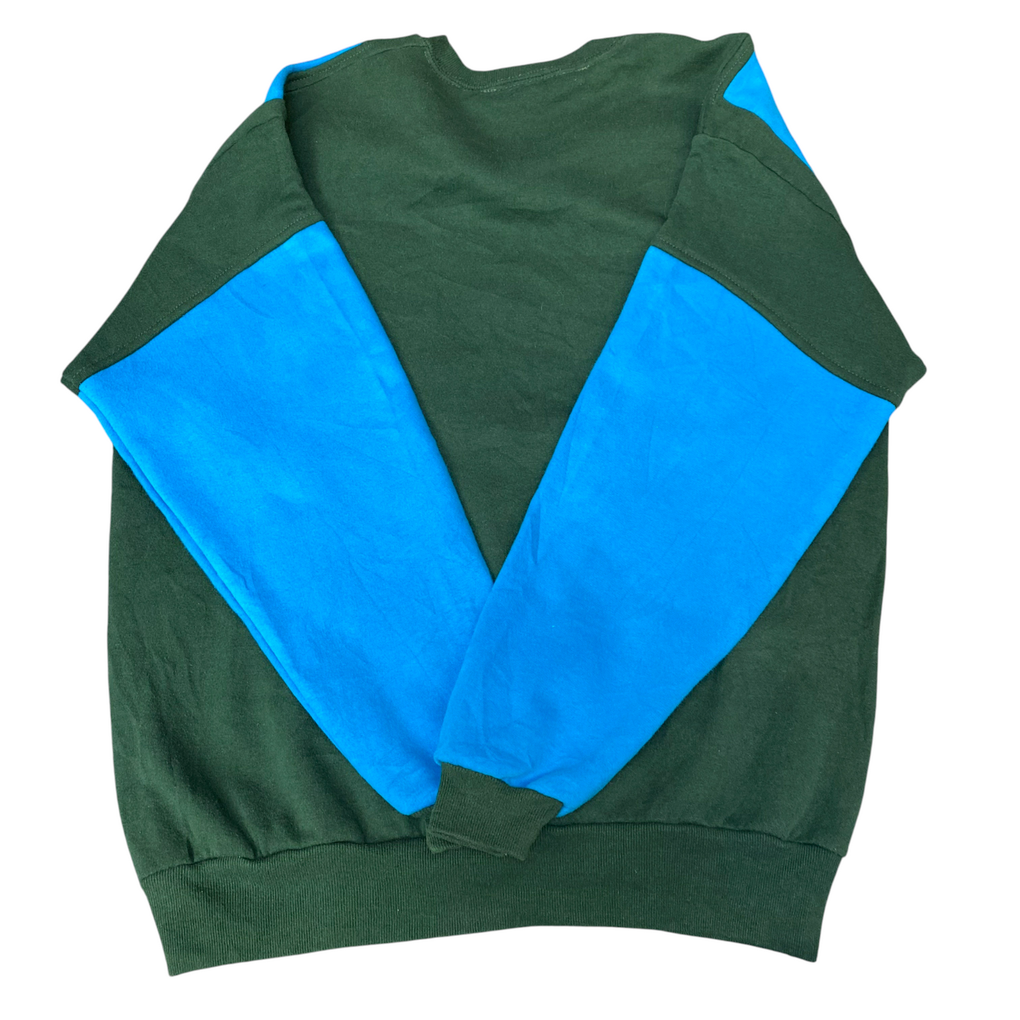 Nike Reworked Sweatshirt Mens L Blue Green Embroidered Spellout Logo Vintage Y2K