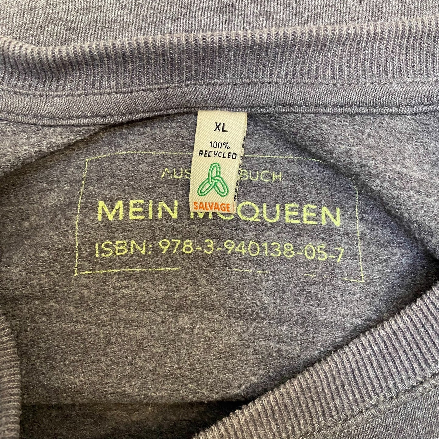 Mein McQueen Sweatshirt Mens XL Grey Long Raglan Sleeve Crew Neck Pullover Y2K