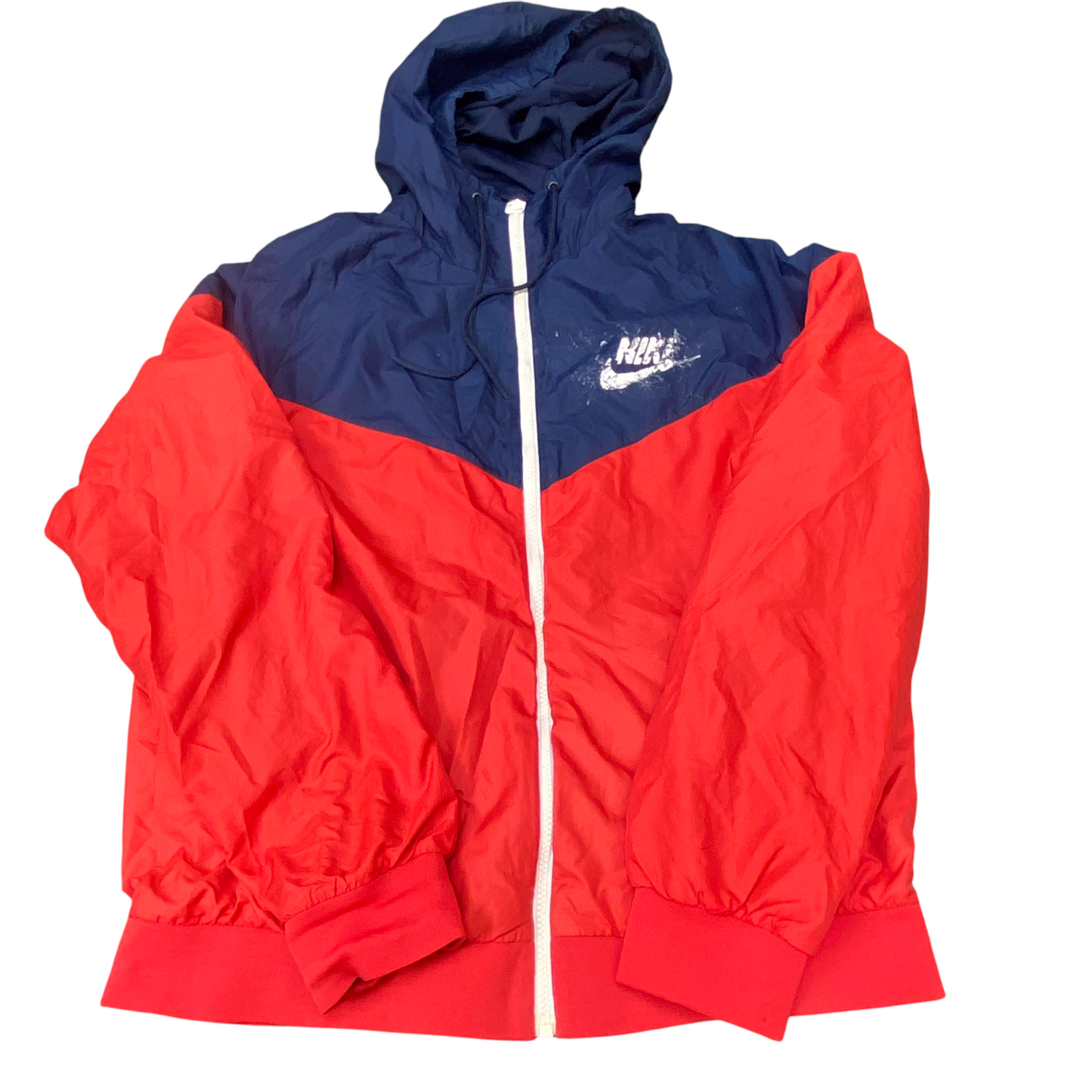 Nike Sportswear Windrunner Jacket Mens Large Red Navy Mesh Lined Hooded Full Zip
