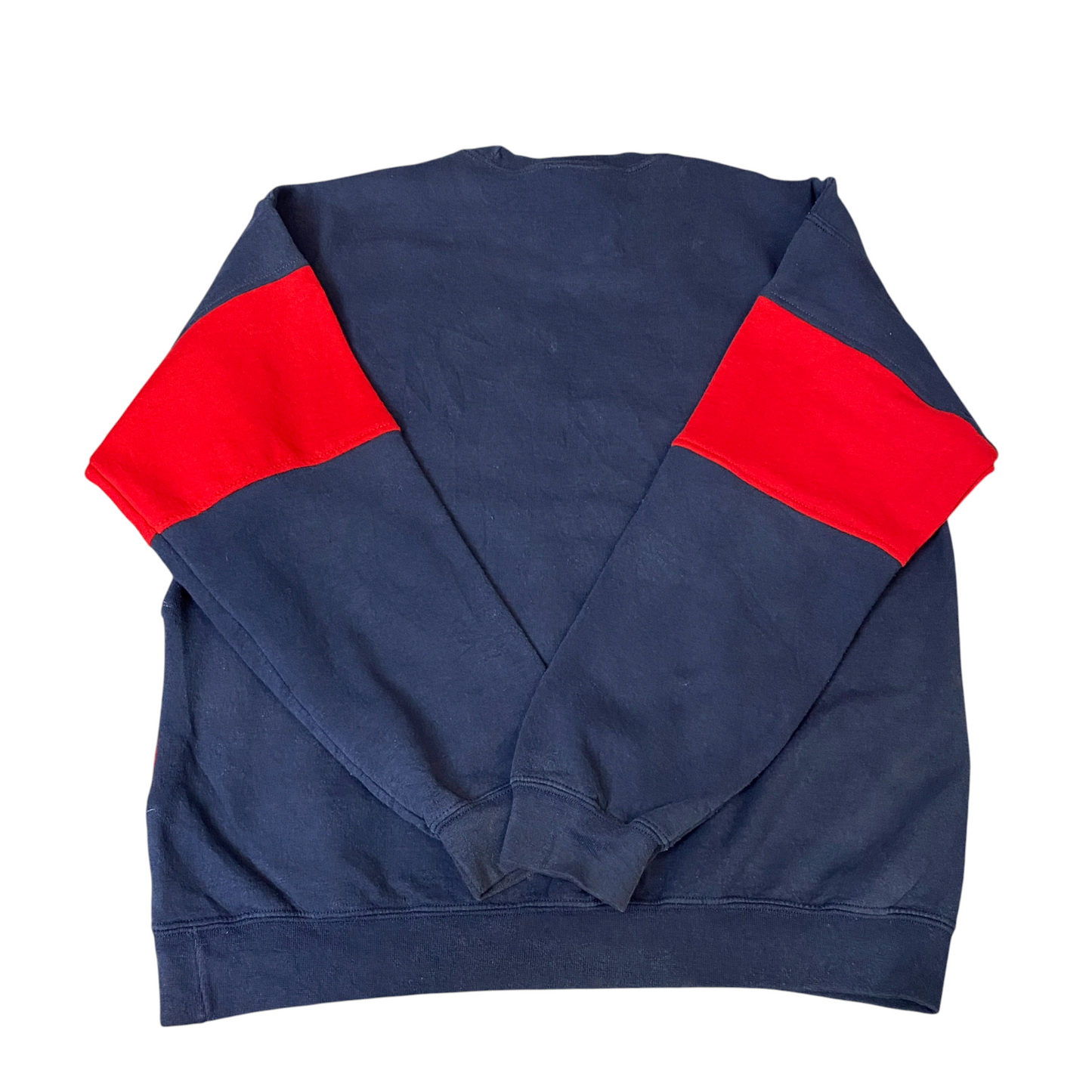 Nike Reworked Sweatshirt Mens L Navy Red Embroidered Spellout Logo Vintage Y2K
