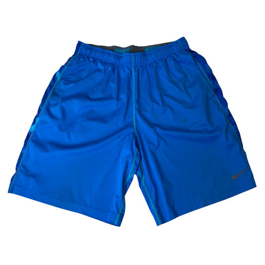 Nike Athletic Shorts Mens L Blue Solid Dri Fit Gym Training Running Pockets