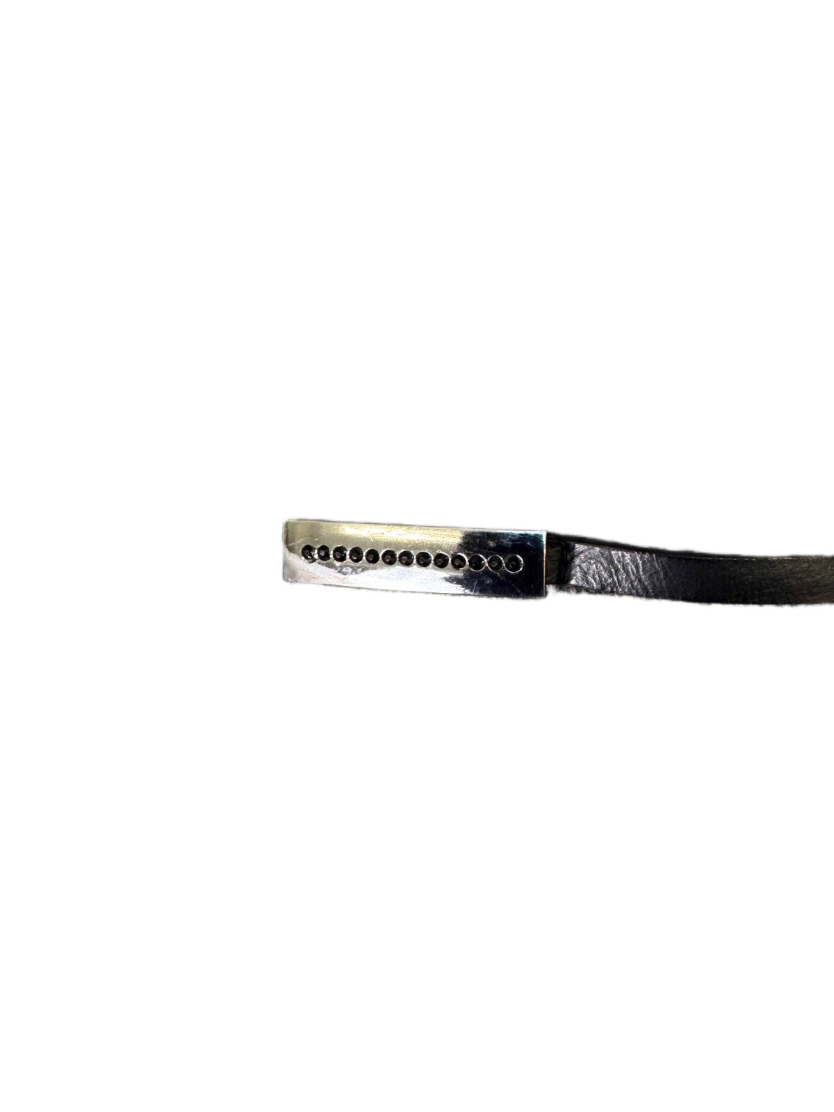 Waist Belt Womens Black Leather Stainless Steel Rectangular Buckle 44 inches