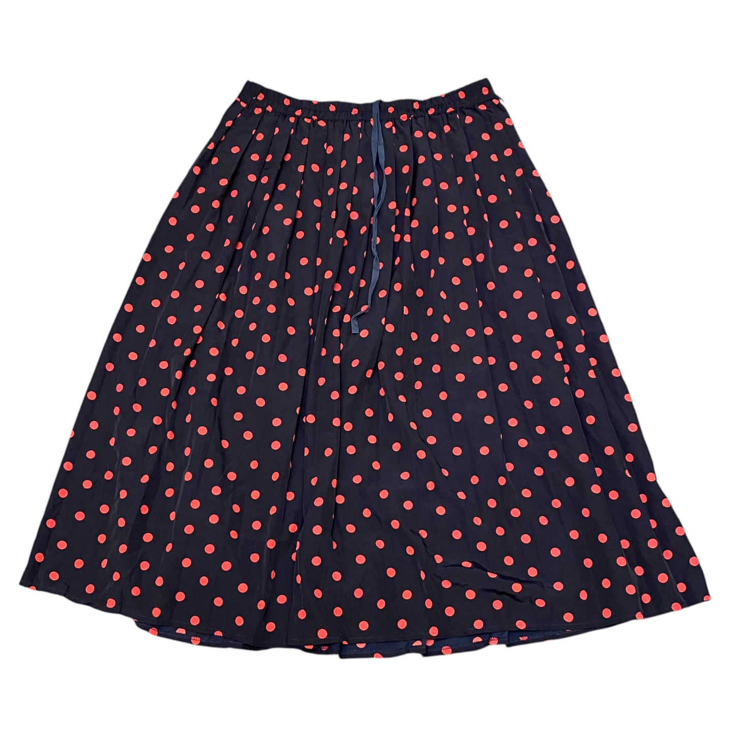 Womens A Line Pleated Skirt XL Black Red Polka Dot Casual Pleated Elastic Waist