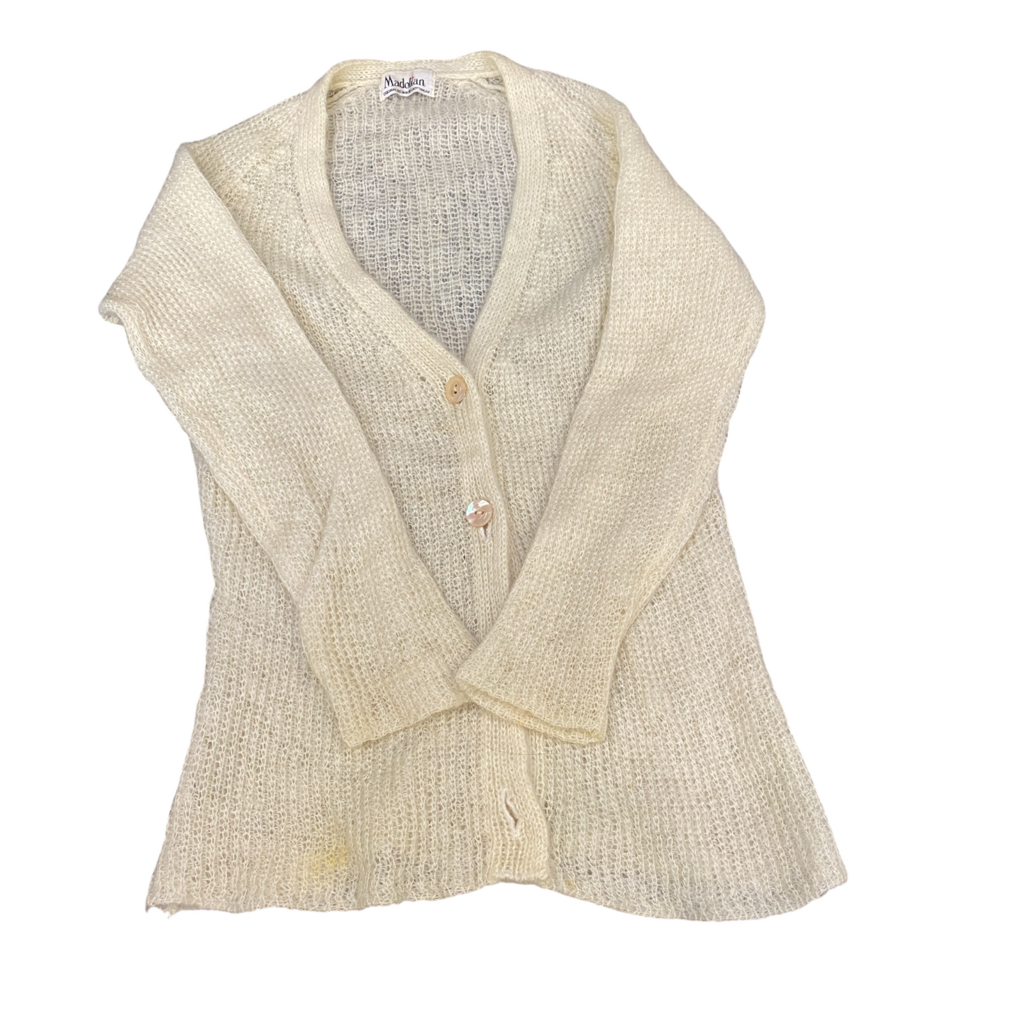 Madolian Cardigan Jumper Womens Small Ivory Long Sleeve Deep V Neck Button Front