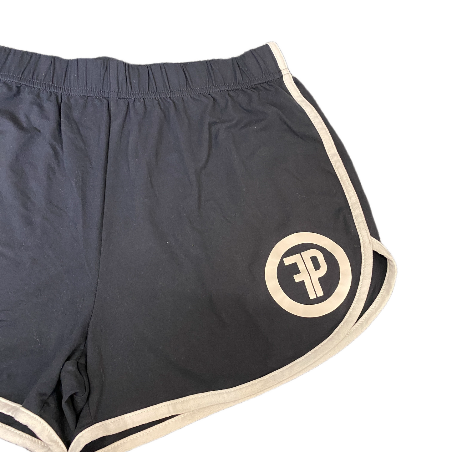 Running Sprinter Shorts Womens M 28" Waist Black White Gym Workout Dolphin Hem