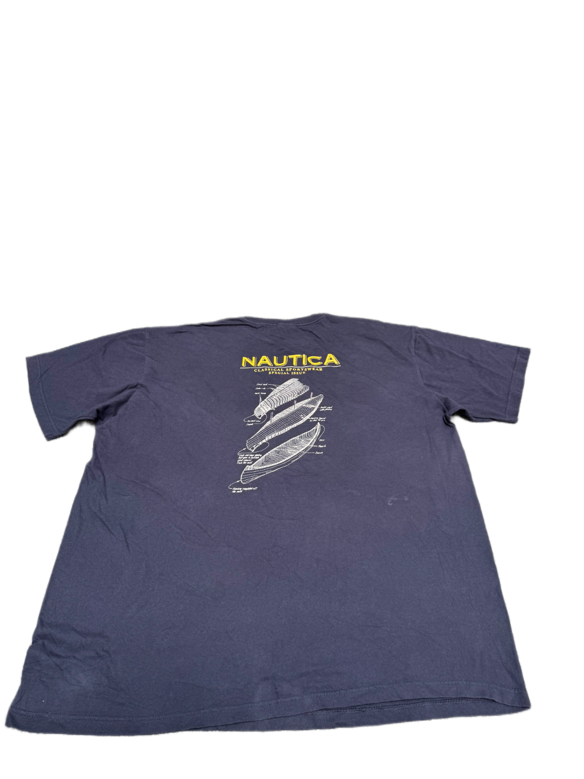 Nautica T-Shirt Mens Fits as XL Navy Graphic Logo Short Sleeve Crew Neck
