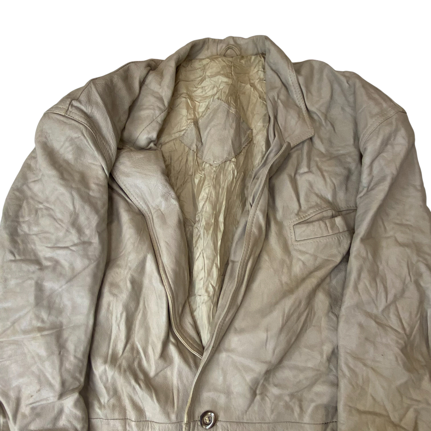 Blazer Jacket Mens Medium Grey Genuine Leather Single Breasted Notch Lapel