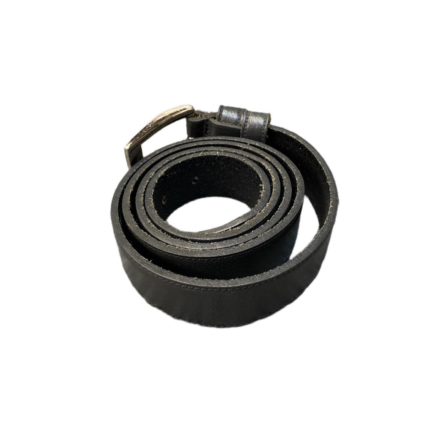 Waist Belt Mens Black Genuine Leather Adjustable Silver Pin Buckle 42.5 Inches