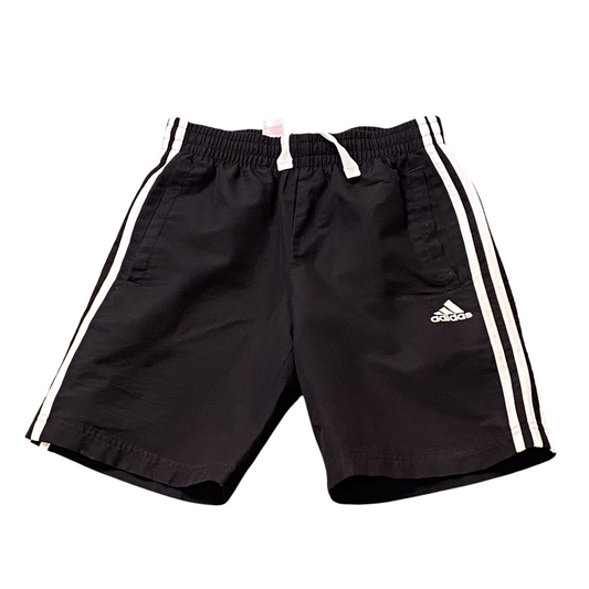 Adidas Shorts Girls 24W Black Thermal Lined 3 Stripes Panel Logo Elastic Waist