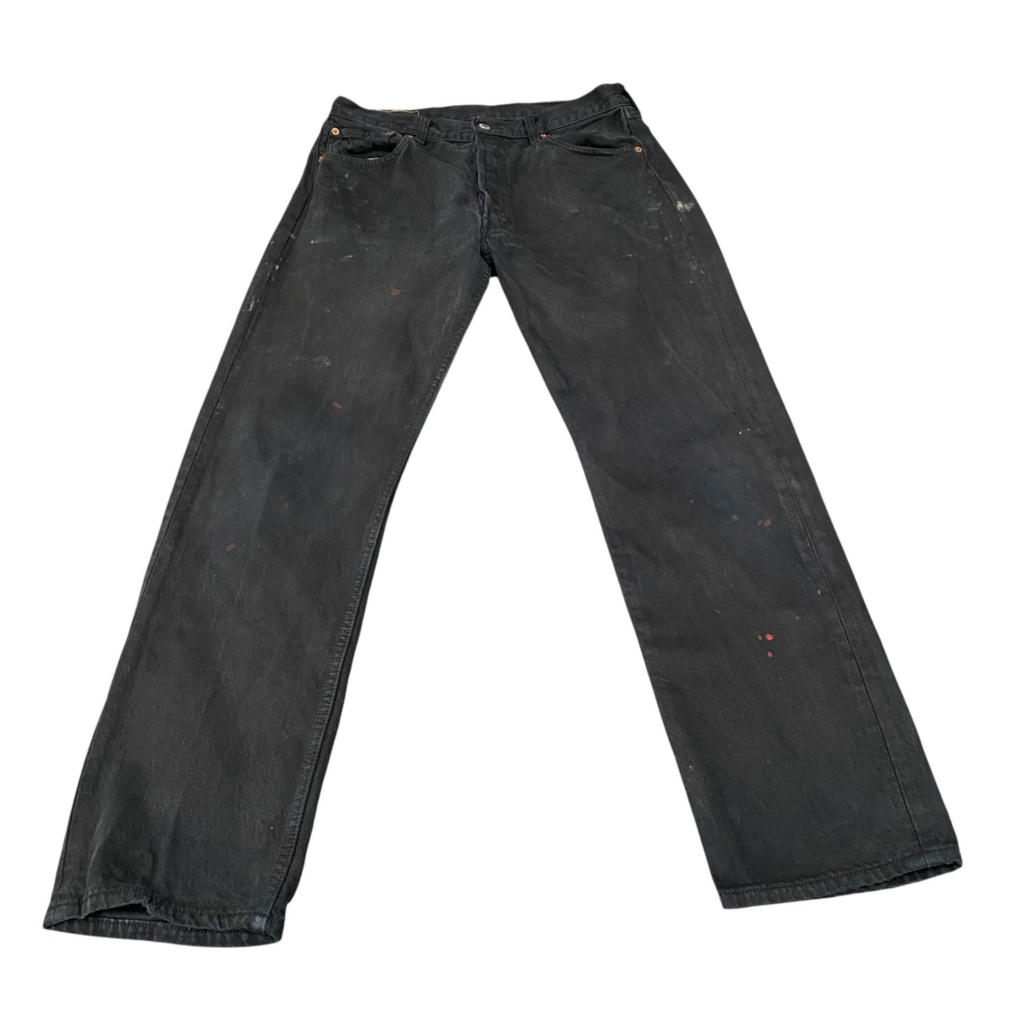 Levi's 501 Jeans Mens 32" Waist Black Red Tab Flat Front Grunge Straight Leg