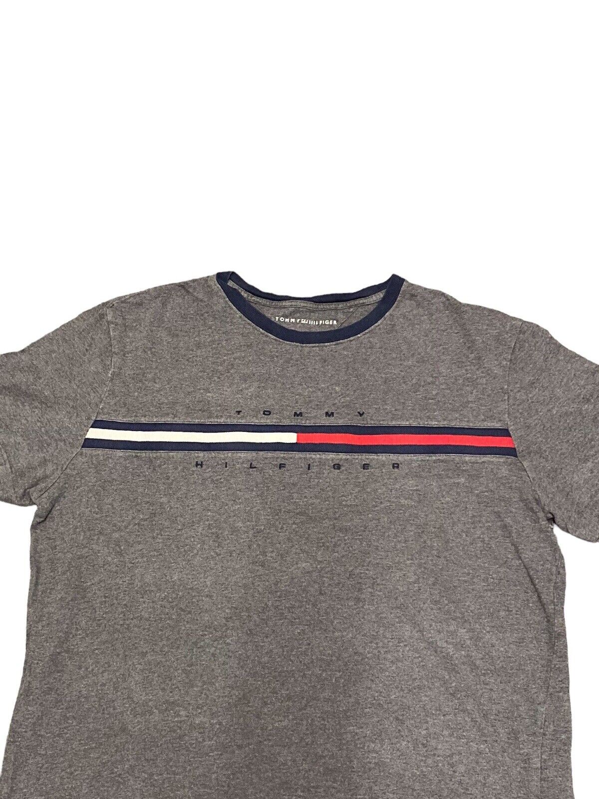 Tommy Hilfiger T-Shirt Grey Mens L Chest Logo