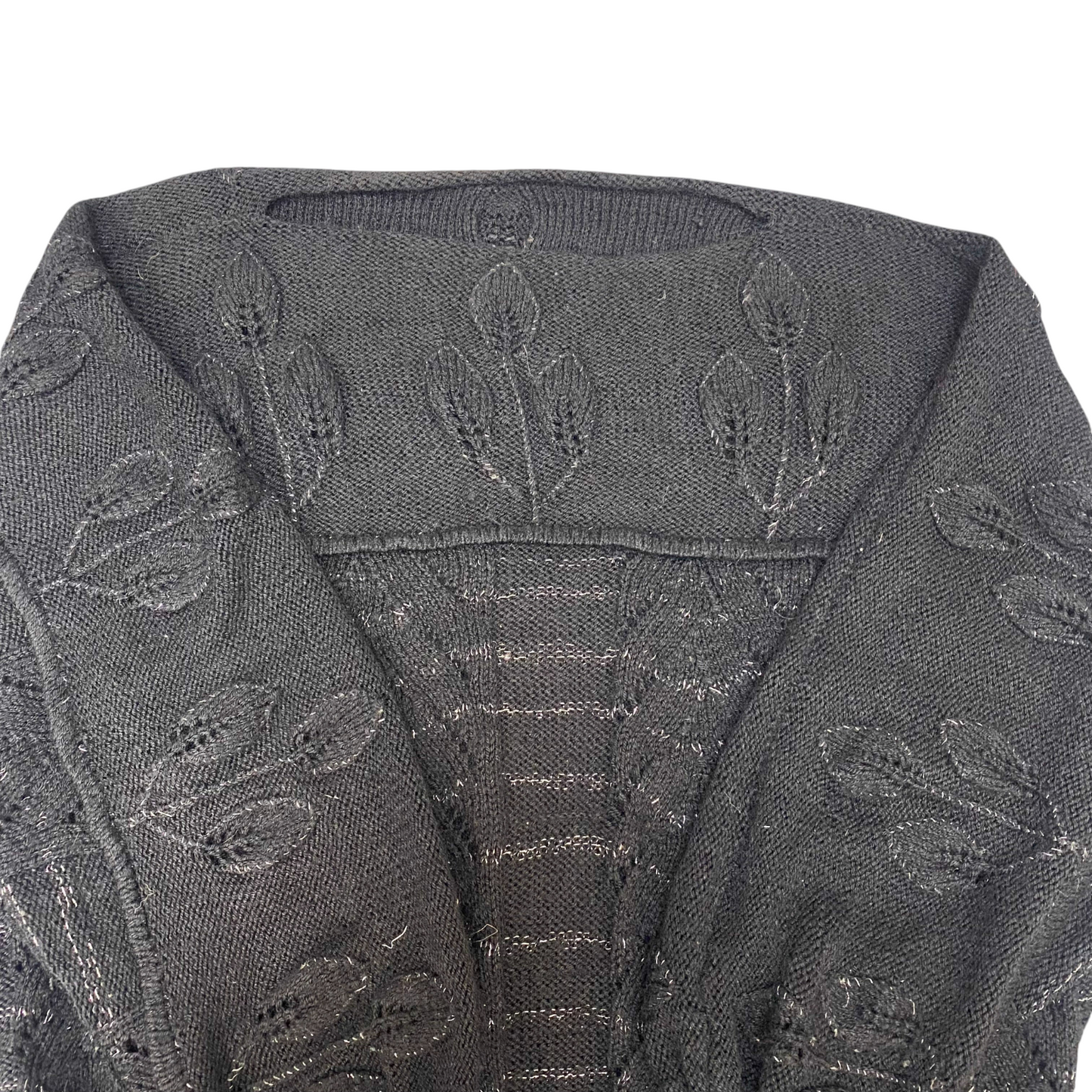 Womens Jumper XXL Black Knitted Floral Long Sleeve Crew Neck Loose Fit Pullover