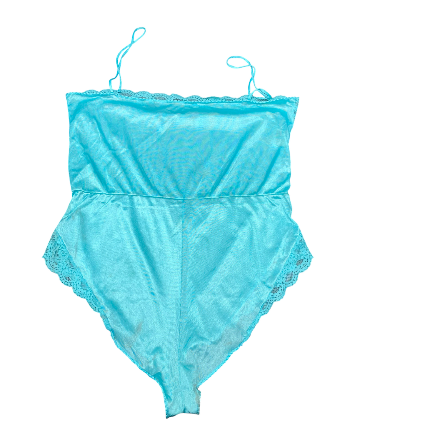 Lingerie Bodysuit Womens M Blue Lace Trim Nightwear Off Shoulder Comfort Fit