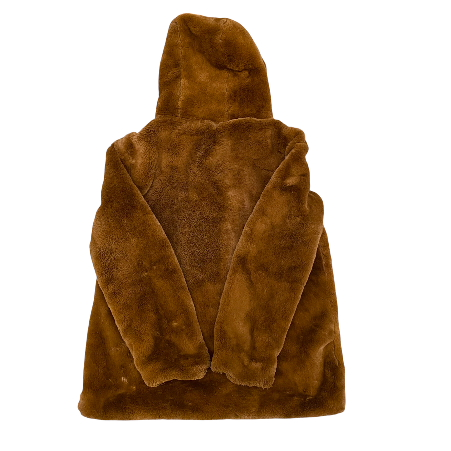 The Outerwear Faux Fur Hooded Coat Womens Large Brown Plush Soft Long Sleeve