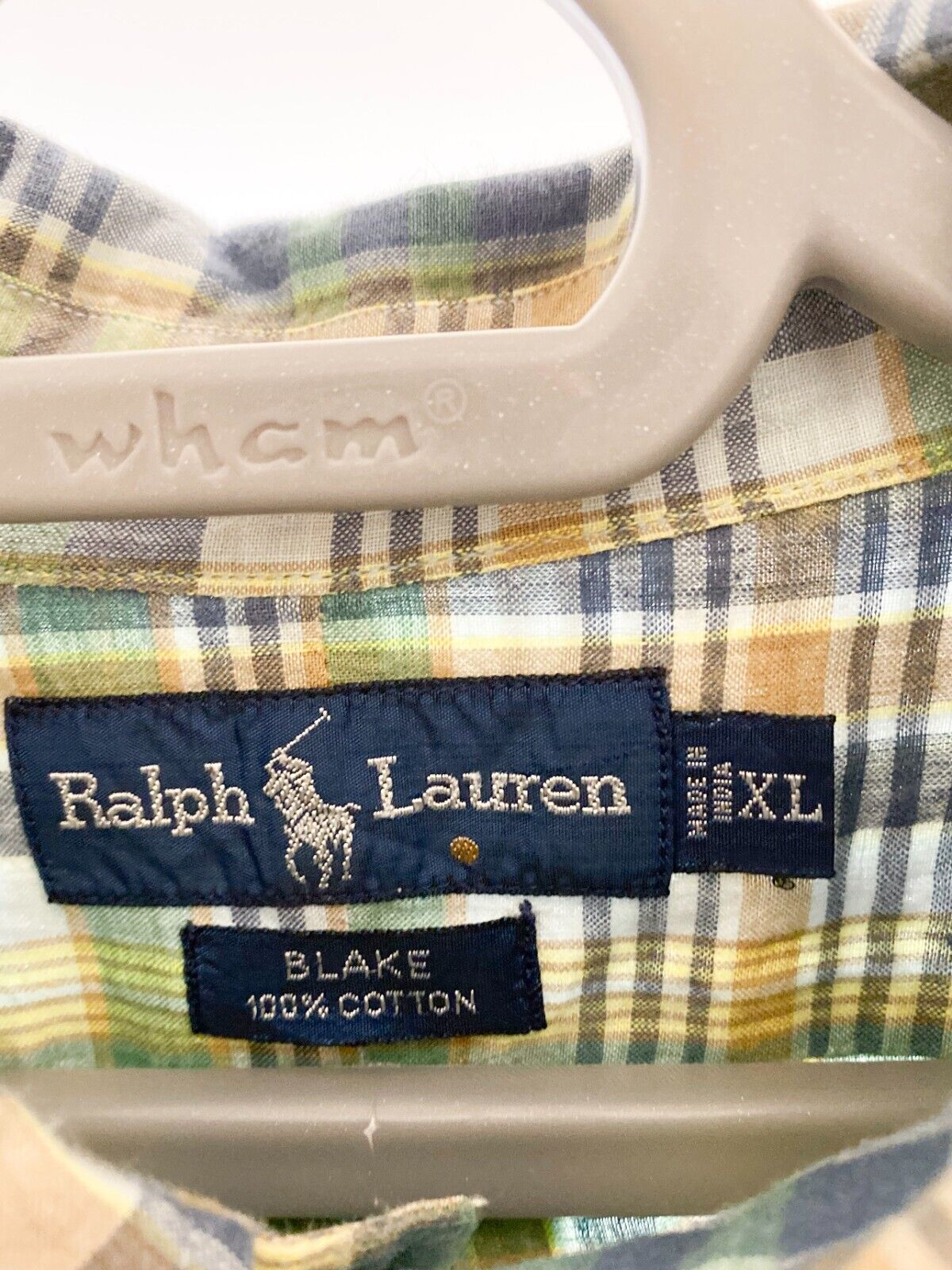 Ralph Lauren Shirt Mens XL Green Plaid Blake Cotton Small Blue Polo Pony Logo