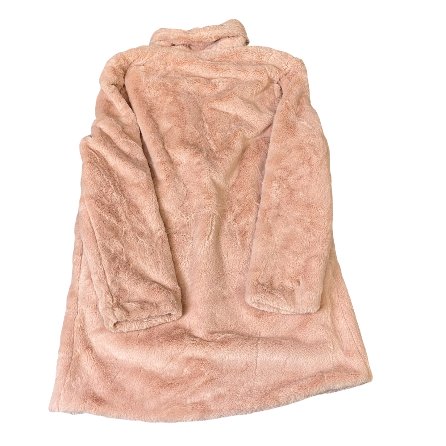 Dolly Express Faux Fur Coat Womens Medium Pink Lined Long Sleeve Notch Lapel