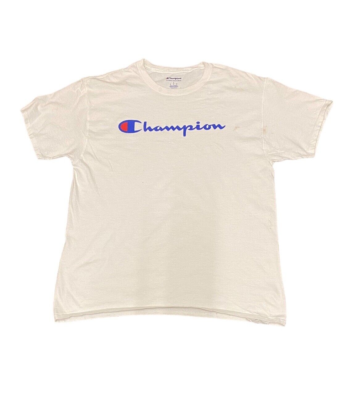 Champion T-Shirt White Mens L Chest Logo