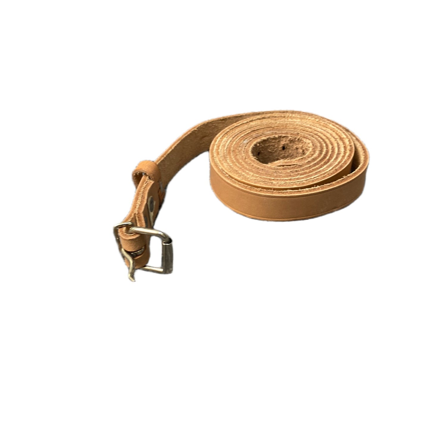 Waist Belt Mens Tan Leather Silver Stainless Steel Roller Pin Buckle 62.5 Inches