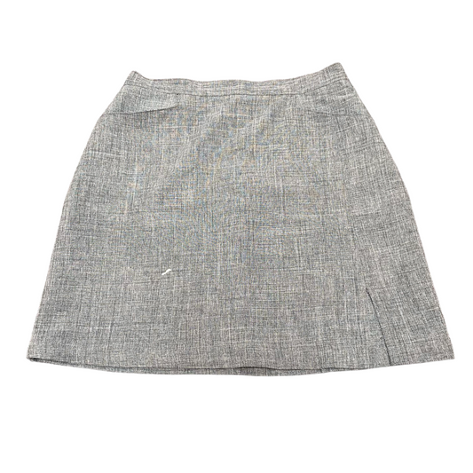 Fille Depied Encap Mini Skirt Womens S Grey Flat Front Slit Back Zip Classic