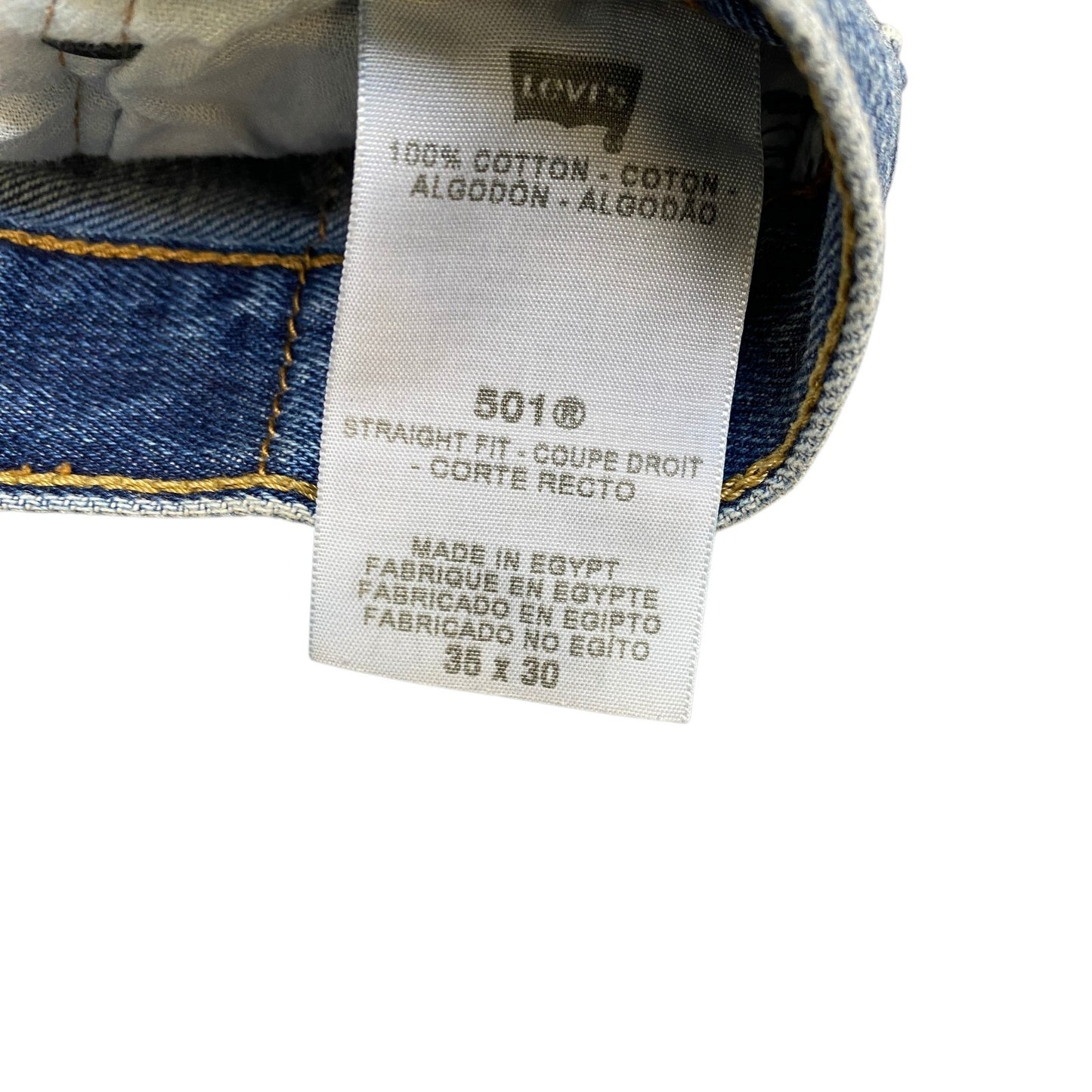 Levi's Jeans Fits as Mens 35" Waist Blue Denim Medium Wash Red Tab Straight Leg