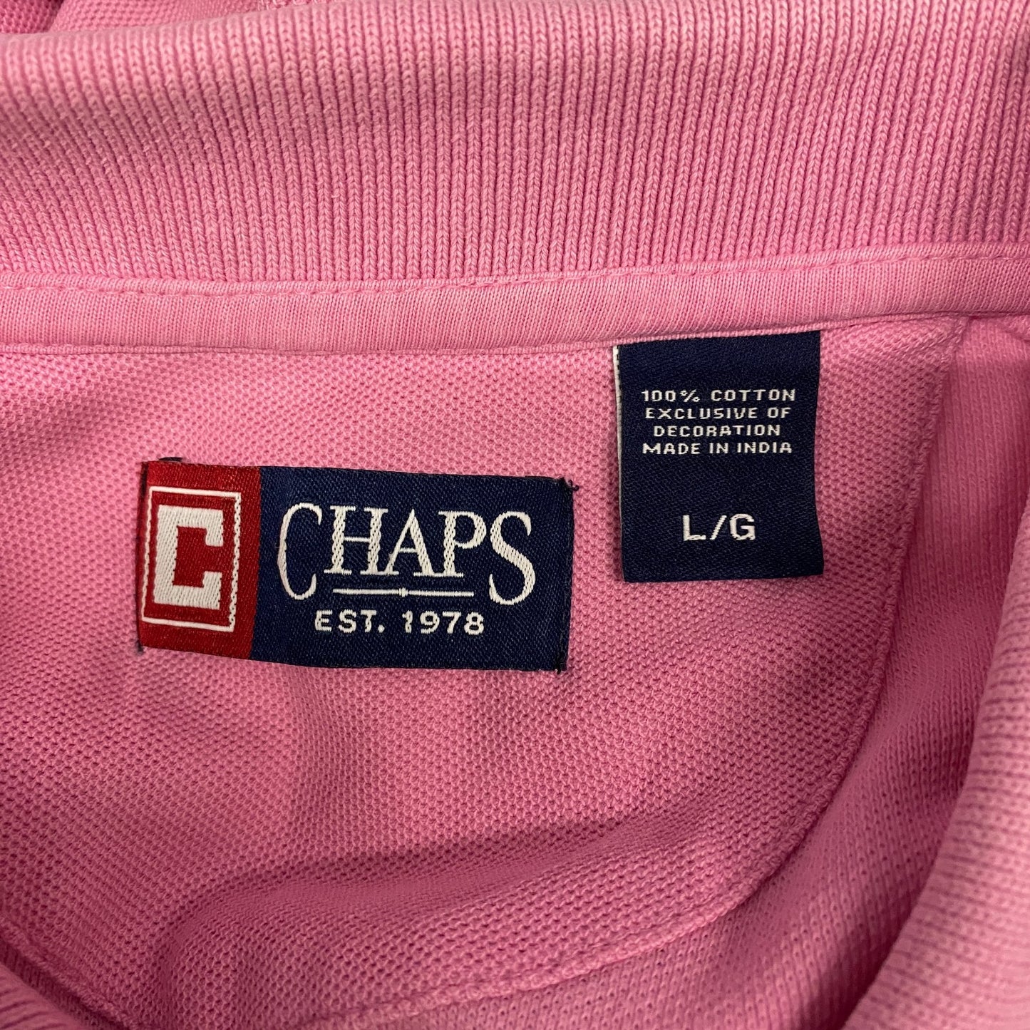 Chaps Polo Shirt Mens Large Pink Golf Performance High Low Slit Collared Popover