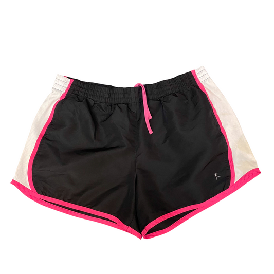 Running Sprinter Shorts Womens Large Black White Athletic Workout Dolphin Hem