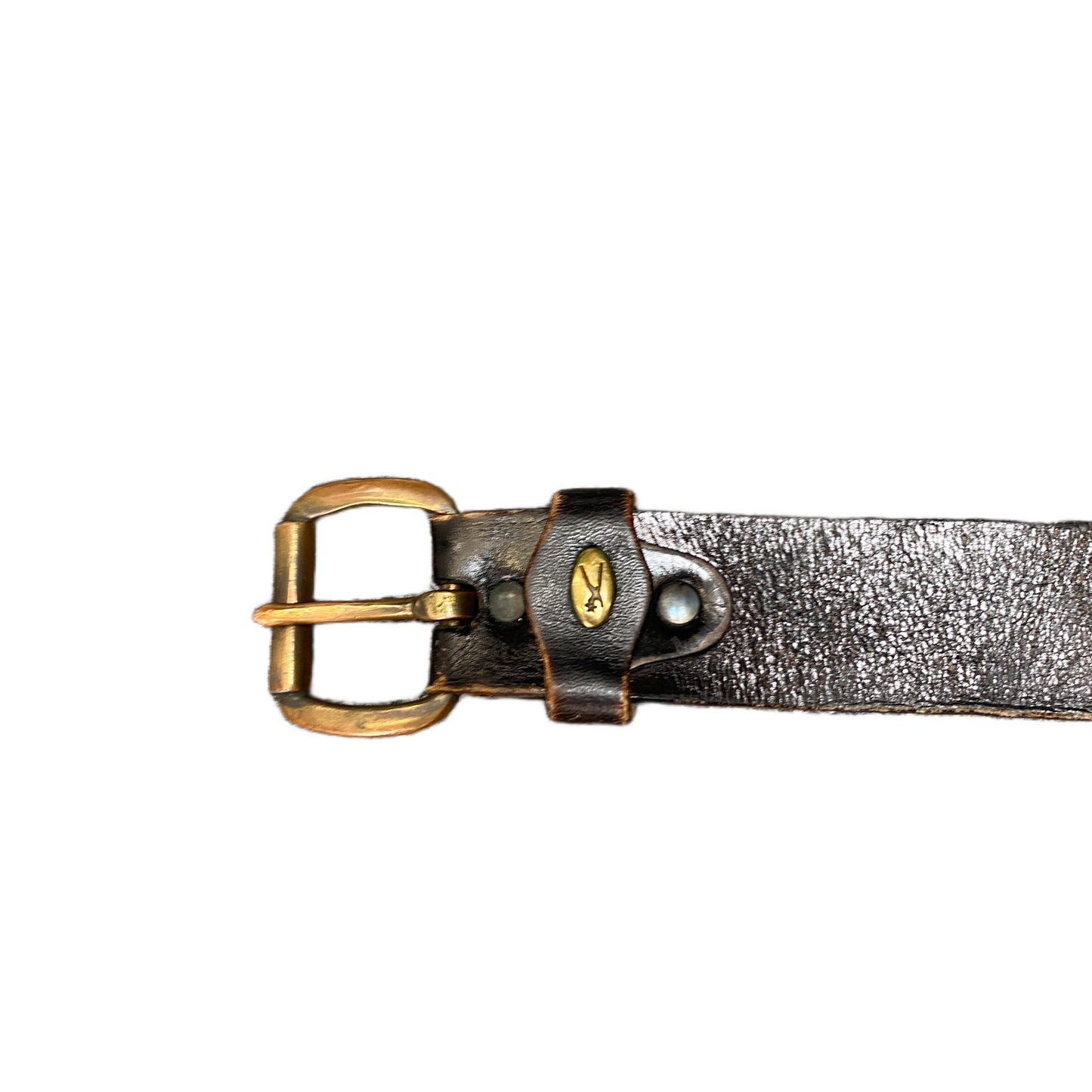 Waist Belt Mens Black Leather Adjustable Brass Pin Buckle 44 inches