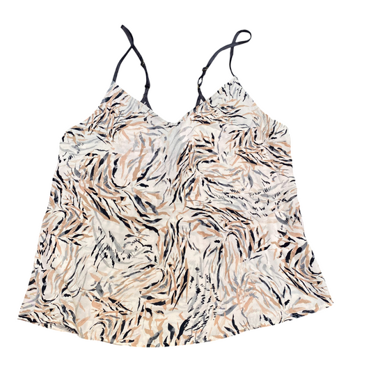 Primark Cami Top Womens XS Cream Geometric Sleeveless V Neck Spaghetti Strap